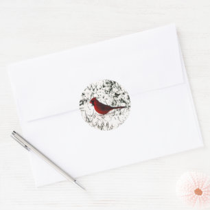 Merry Christmas Cardinal Classic Round Sticker
