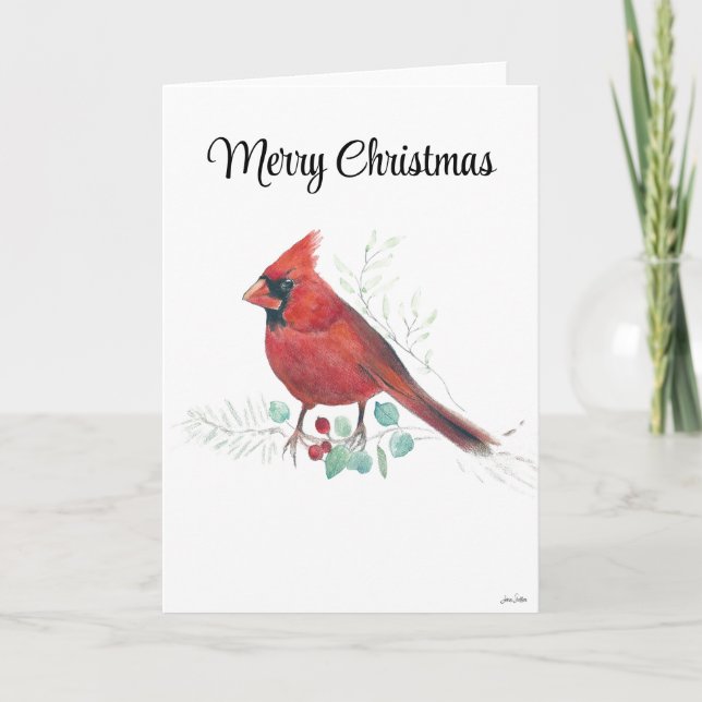 Merry Christmas Cardinal Holiday Card (Front)