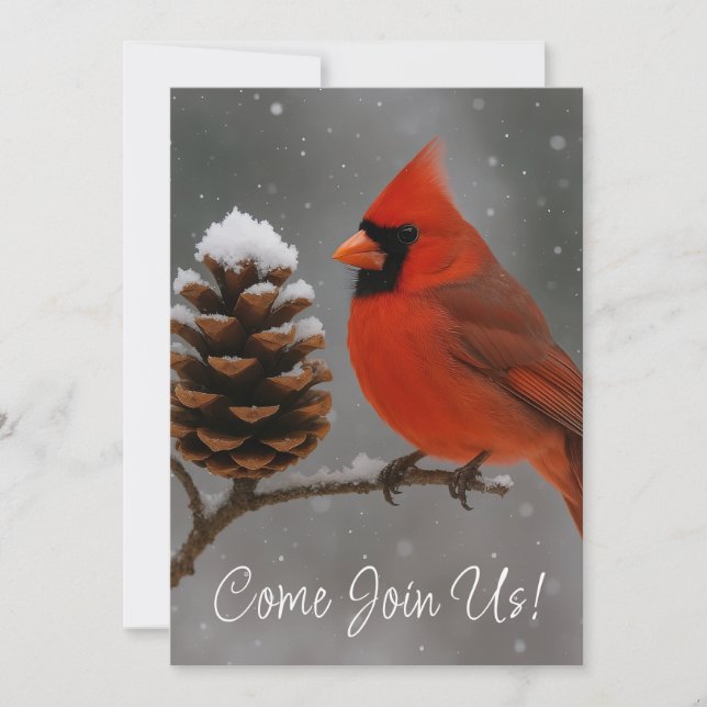 Merry Christmas Cardinal Invitation (Front)