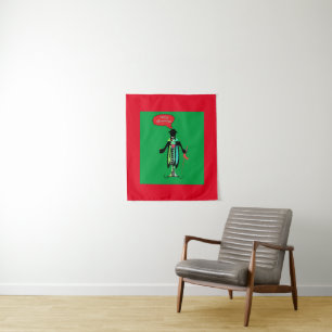 MERRY CHRISTMAS CARICATURE MAN TAPESTRY