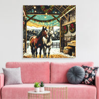Merry Christmas Cartoon Horses