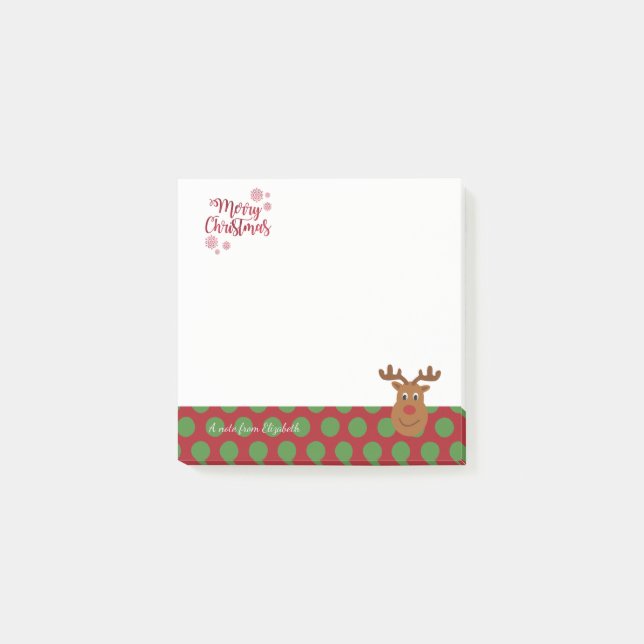 Merry Christmas,Cartoon  Reindeer-Personalised Post-it Notes (Front)