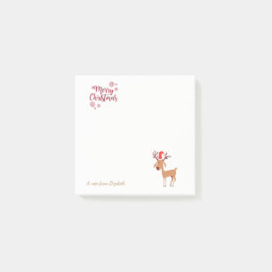 Merry Christmas,Cartoon Reindeer-Personalised Post-it Notes