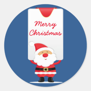 Merry Christmas Cartoon Santa Classic Round Sticker