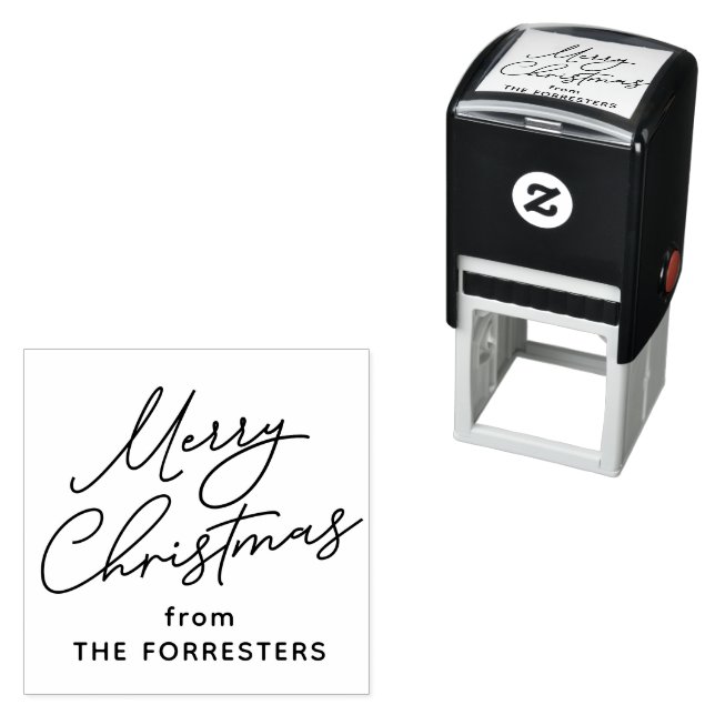 Merry Christmas casual script personalised gift Self-inking Stamp (In Situ)