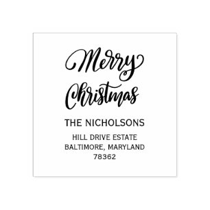 Merry Christmas Casual Script Rubber Stamp