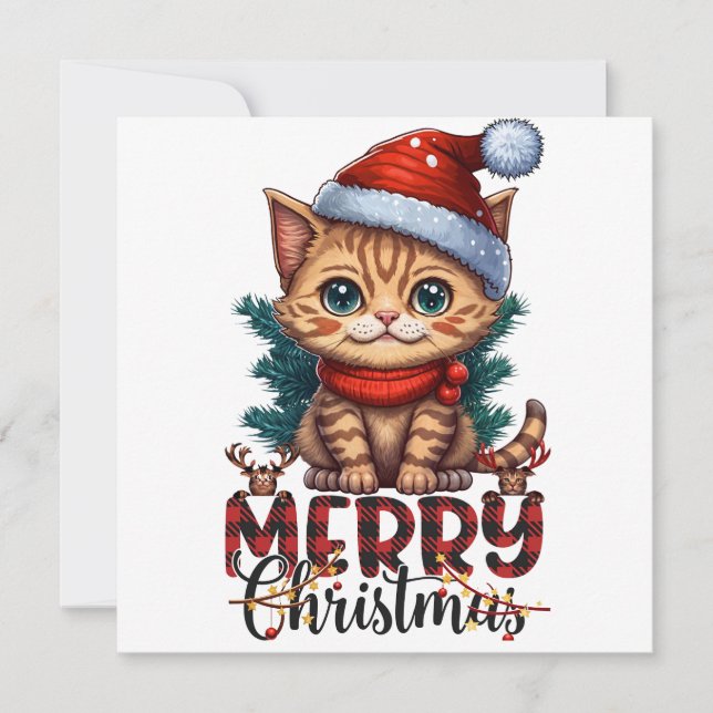 Merry Christmas Cat 2025 Holiday Card (Front)