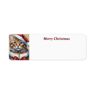 Merry Christmas Cat address label