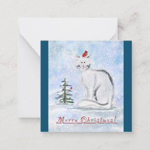 Merry Christmas Cat and Bird Note Card