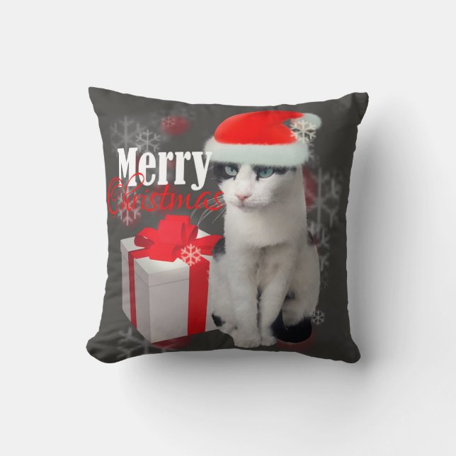 Merry Christmas Cat and Pack Cushion (Front)