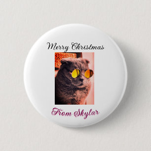 Merry Christmas cat dog pet animal love photo 6 Cm Round Badge