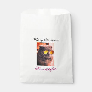 Merry Christmas cat dog pet animal love photo Favour Bags