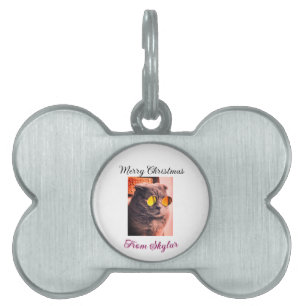 Merry Christmas cat dog pet animal love photo ID Tag