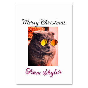 Merry Christmas cat dog pet animal love photo Table Number
