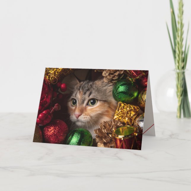 Merry Christmas Cat Family Four-Page Card (Front)