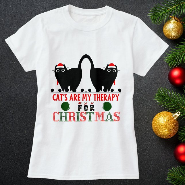 Merry Christmas Cat Funny Cute Personalise Holiday T-Shirt (Creator Uploaded)