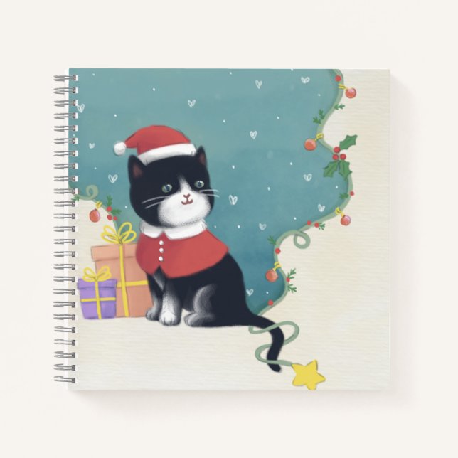 Merry Christmas: Cat Illustration Art Notebook (Front)