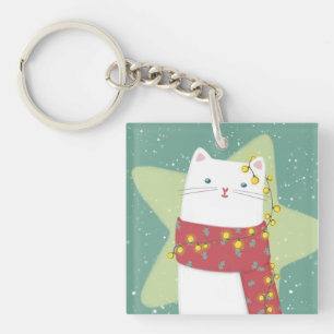 Merry Christmas: Cat Illustration Key Ring