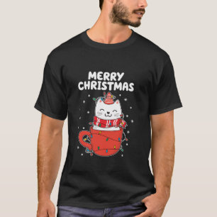 Merry Christmas Cat Lover X mas Lights Snowflake H T-Shirt