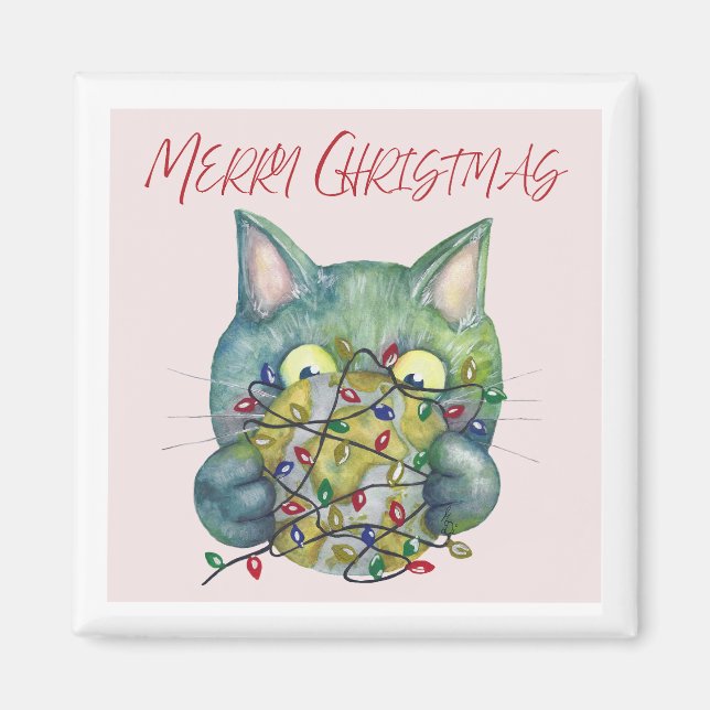 Merry Christmas Cat Magnet (Front)