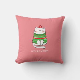 Merry Christmas cat minimalist modern Cushion