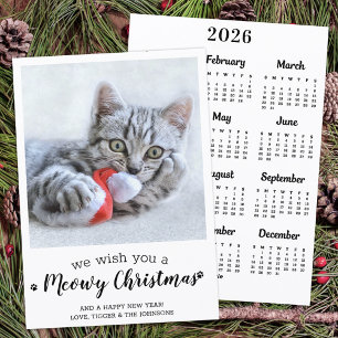 Merry Christmas Cat Modern Pet Photo 2025 Calendar Holiday Card