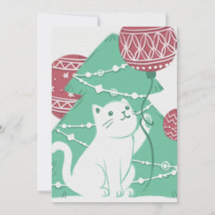 Merry Christmas: Cat & Ornaments Invitation