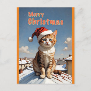 merry christmas cat postcard