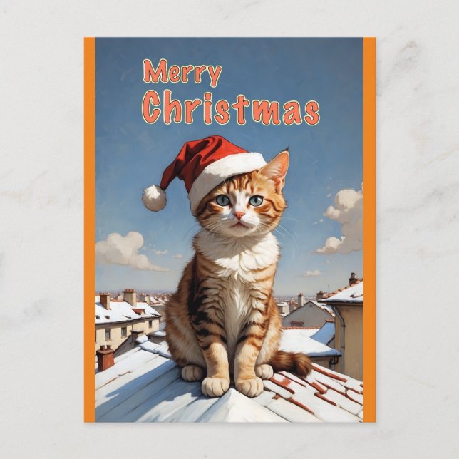 merry christmas cat postcard (Front)