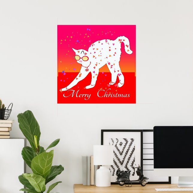 Merry Christmas Cat Poster (Home Office)