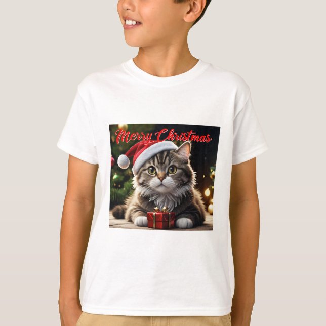 Merry Christmas Cat T-Shirt (Front)