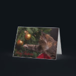 Merry Christmas Cat Tree Card - BLANK INSIDE<br><div class="desc">An adorable cat to spice up your Christmas.</div>