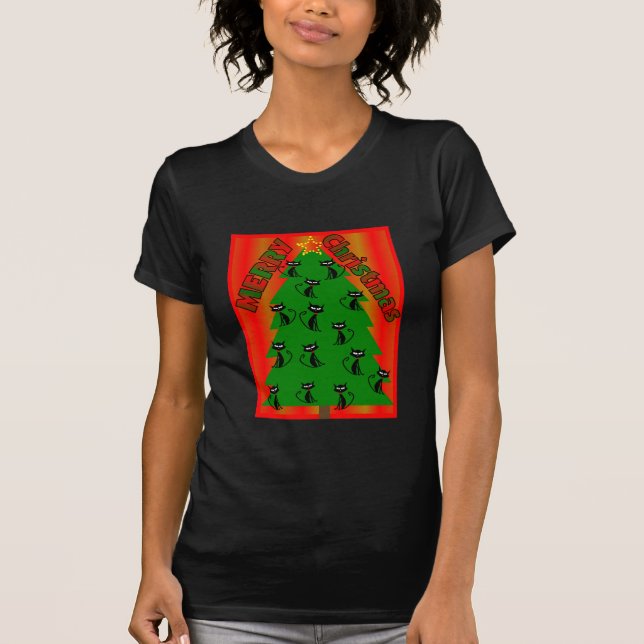 merry christmas CAT TREE T-Shirt (Front)