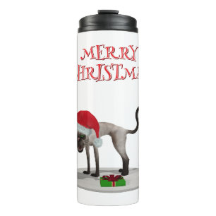 Merry Christmas. Cat with Santa hat Thermal Tumbler