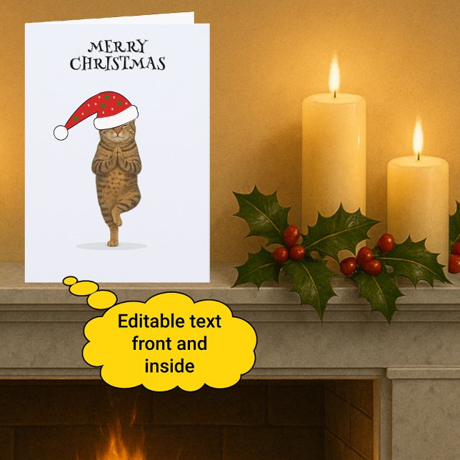 Merry Christmas cat yoga  Holiday Card (Creator Uploaded)