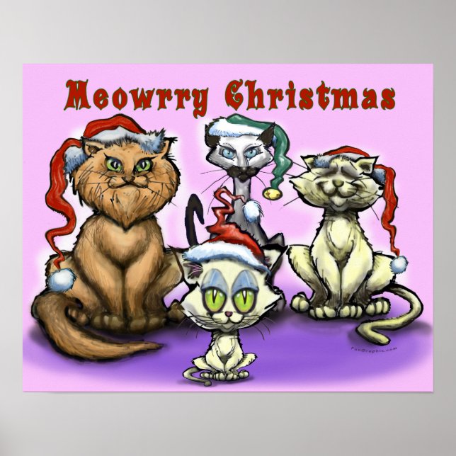Merry Christmas Cats Poster (Front)