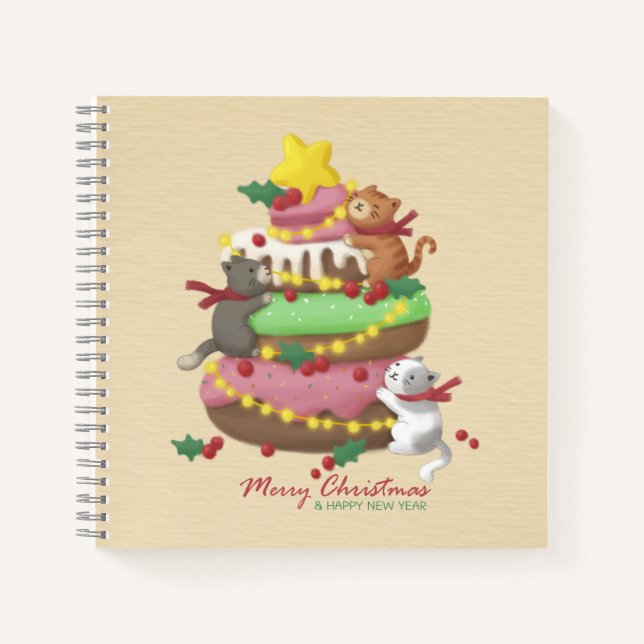 Merry Christmas: Cats & Sweets Illustration Notebook (Front)