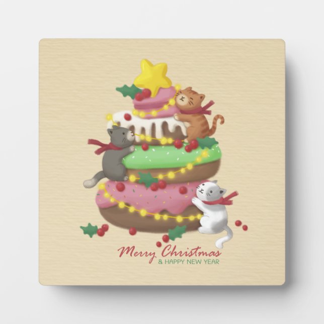 Merry Christmas: Cats & Sweets Illustration Plaque (Front)