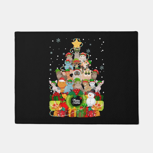 Merry Christmas Cats Tree Xmas Cat Doormat (Front)