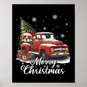 Merry Christmas Cavalier King Charles Dog Riding R Poster
