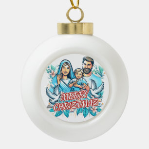 Merry Christmas Ceramic Ball Christmas Ornament