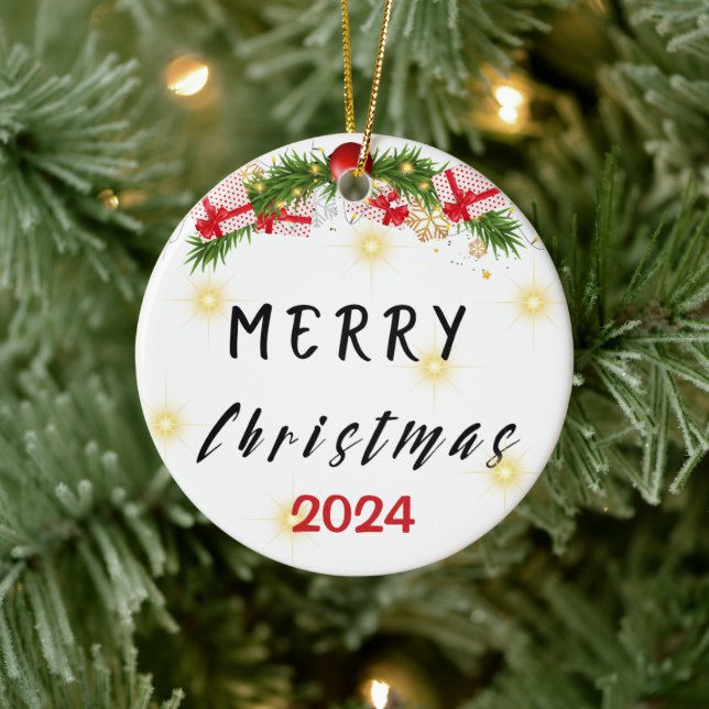 Merry Christmas Ceramic Ornament (Tree)