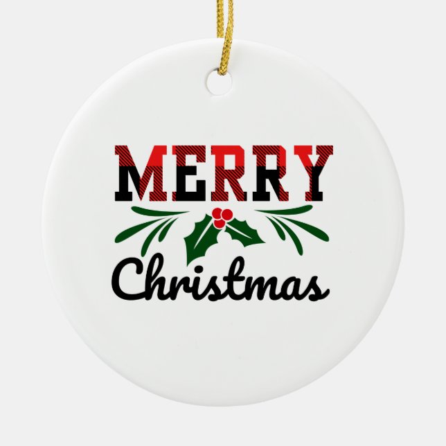 Merry Christmas Ceramic Tree Decoration (Front)