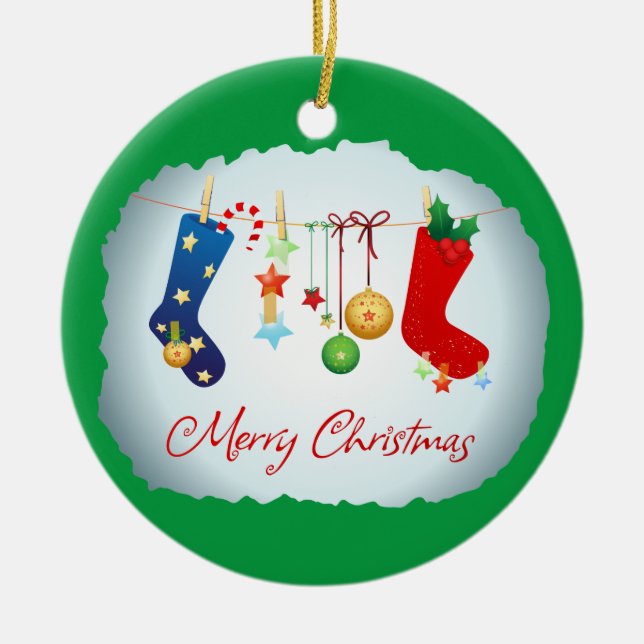 Merry Christmas  Ceramic Tree Decoration (Front)