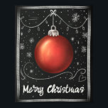 Merry Christmas Chalkboard Customisable Festive Poster<br><div class="desc">Home decor Merry Christmas chalkboard customisable poster featuring personalizable text,  festive red bauble on a chic black and white hand drawn chalkboard background with snowflakes and snow. The perfect festive Christmas poster for decorating your home.</div>