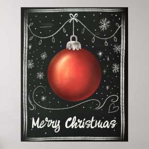 Merry Christmas Chalkboard Customisable Festive Poster