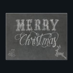 Merry Christmas Chalkboard Design Postcard<br><div class="desc">Merry Christmas chalkboard design featuring a dancing reindeer and fresh holly berries.</div>
