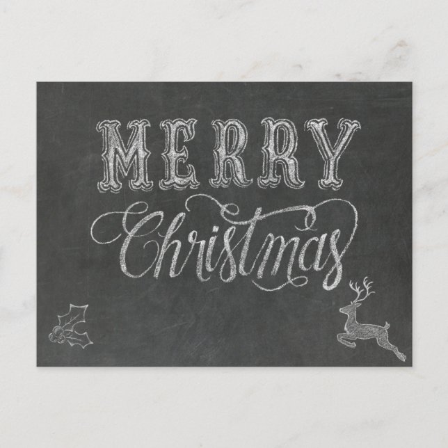 Merry Christmas Chalkboard Design Postcard (Front)