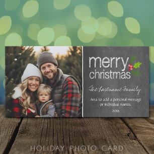Merry Christmas Chalkboard Holiday Photo Card