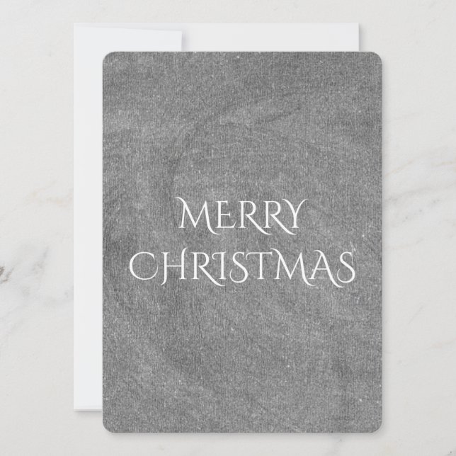 Merry Christmas Chalkboard Typography Black White Holiday Card (Front)